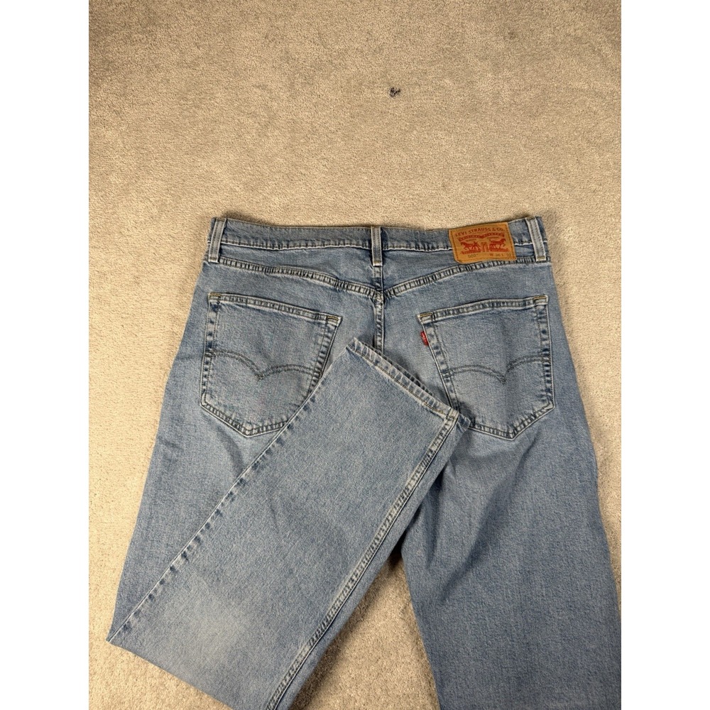 Levi's 502 Taper Fit Jeans Men 36x32 Light Blue Denim Dad Jeans Classic Red Tab